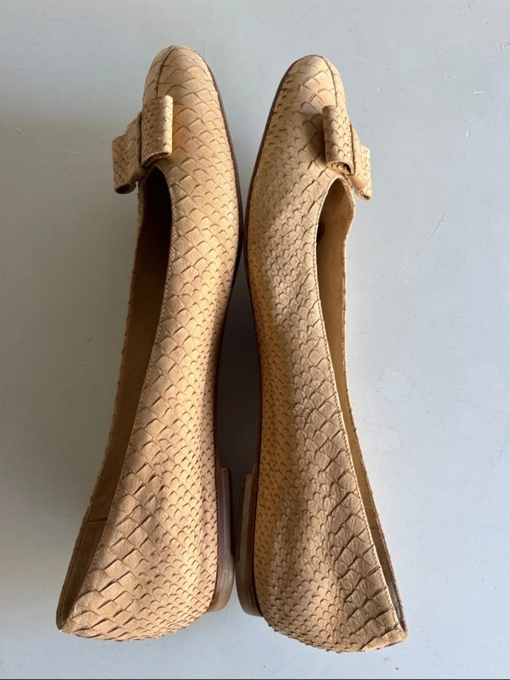 Stuart Weitzman Beige Textured Loafers